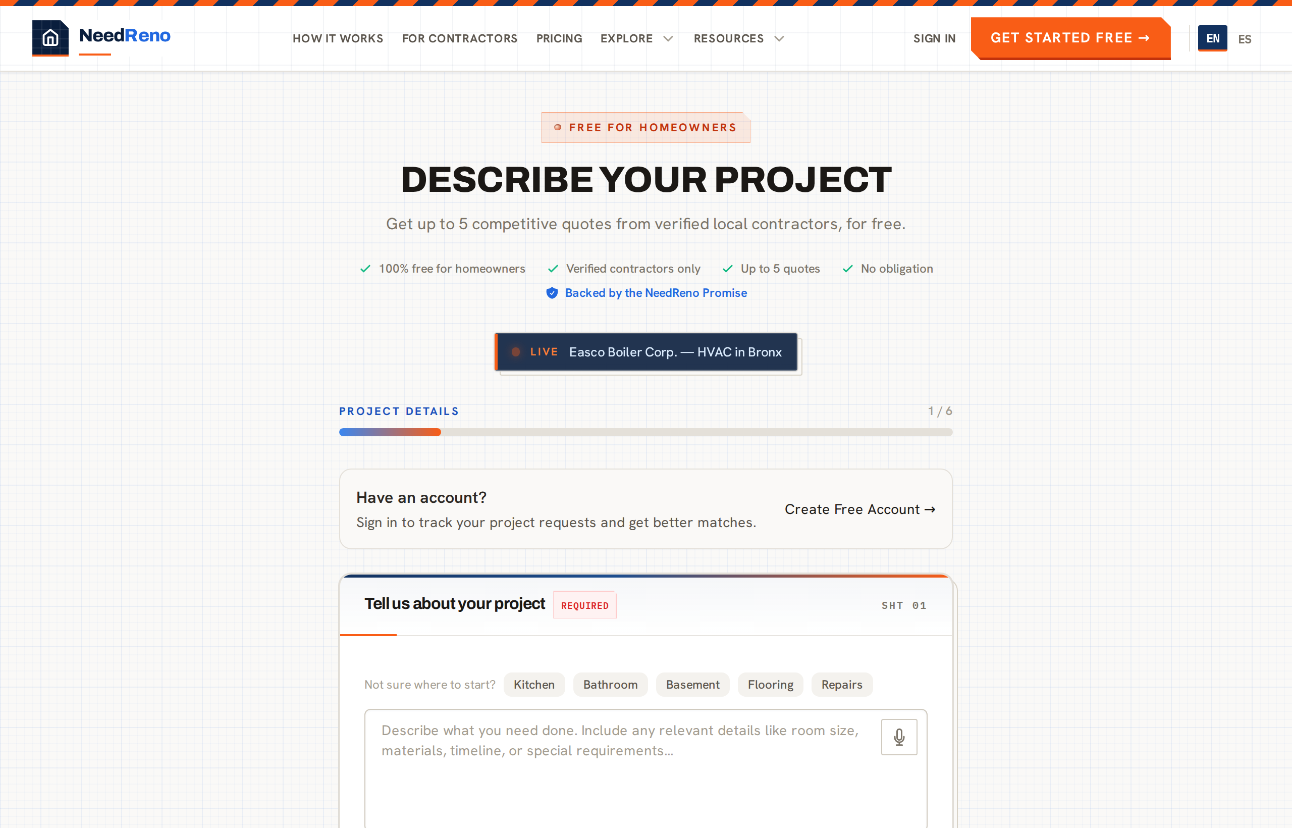Get free renovation quotes by describing your project on NeedReno